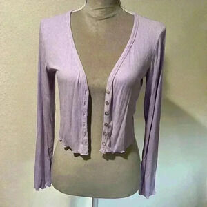 Princess Polly lavender cropped button up shirt, size 8